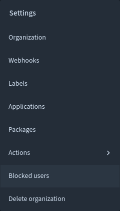 Blocked Users page being selected in the settings menu